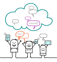cartoon characters and cloud - social network