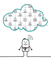 cartoon characters and cloud - network