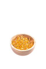 Fototapeta na wymiar Fish oil capsule, Omega 3-6-9 fish oil yellow soft gels capsules on white background