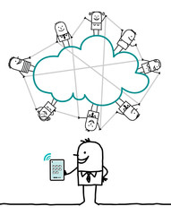 cartoon characters and cloud - connected