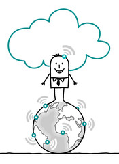 cartoon characters and cloud - world