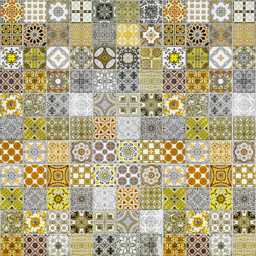 Ceramic tiles patterns from Portugal yellow tone