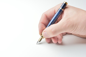 pen in the man's hand to signature