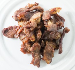Thai Food Deep Fried Beef on White Plate
