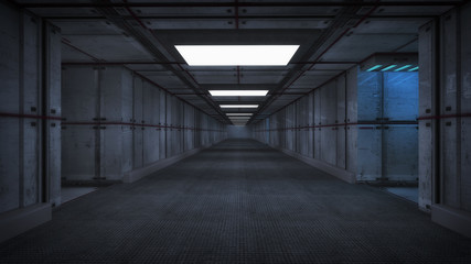 3d render. Futuristic spaceship interior © Miguel Aguirre