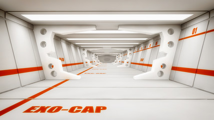 3d render. Futuristic spaceship interior © Miguel Aguirre