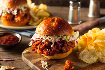Homemade Vegan Pulled Jackfruit BBQ Sandwich