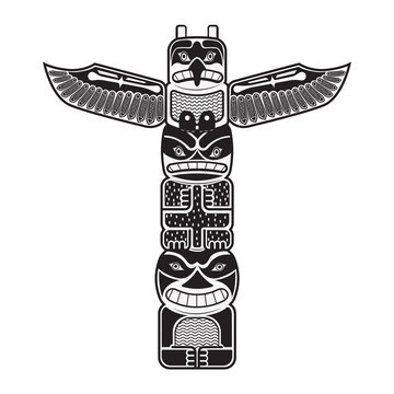 Totem being object symbol animal plant representation family clan tribe, vector illustration.