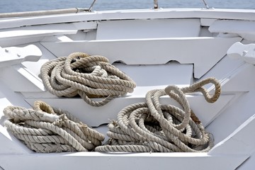 Heavy rope on the front of a boat