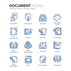 Blue Line Documents Icons