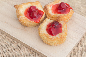 Fresh fruit pie tart with cherry