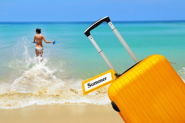 Summer. suitcase with label