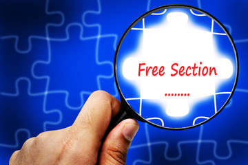 Free section word. Magnifier and puzzles.