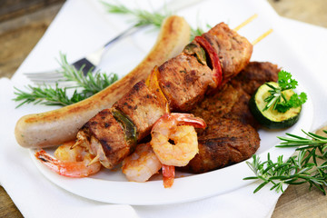 Spieß Schaschlik Grillen Wurst Steak Gabel