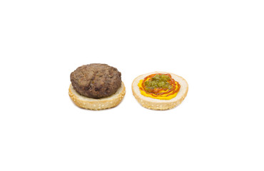 Hamburger with Mustard, Relish and Ketchup