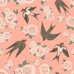 Ласточки и пионы (Swallows and peonies)