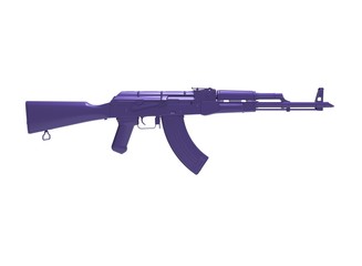 Akm assault rifle 3d illustration in color. metal parts.  military color. on white background