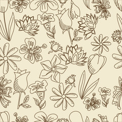 Flowers seamless retro vector illustration