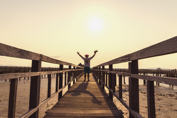 Happy free man silhouette