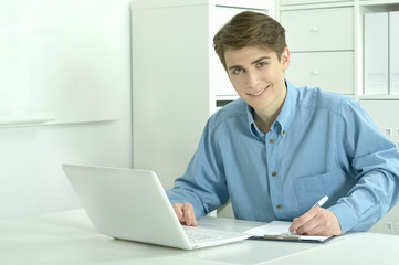 businessman working with laptop in office