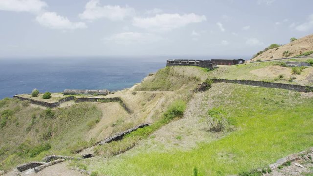 St Kitts Brimstone Hill Fortress National Park on St. Kitts and Nevis. Caribbean cruise ship destination. Saint Kitts nature landscape. Shot on RED EPIC.