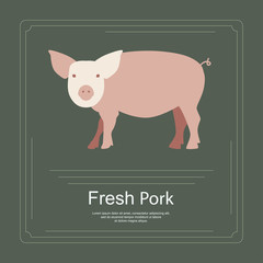 Logotype of fresh pork in flat design. Perfect organic farm products banner or flyer. Vector illustration. eps 10
