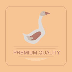 Fototapeta na wymiar Logotype of premium quality with goose in flat design. Perfect organic farm products banner or flyer. Vector illustration. eps 10