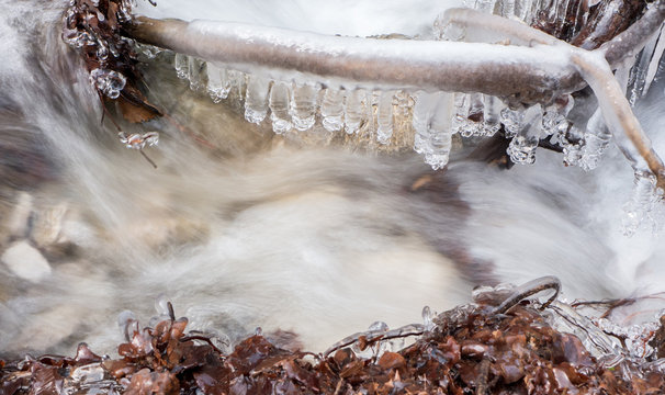 Frozen stream at Janosikove diery, Slovakia