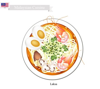 Laksa or Malaysian Spicy Rice Noodle Soup