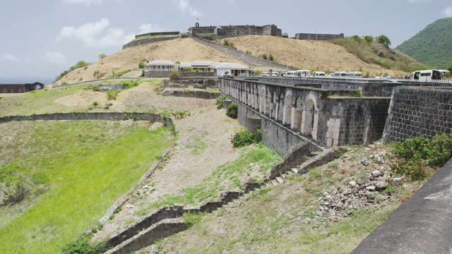 St Kitts Brimstone Hill Fortress National Park on St. Kitts and Nevis. Caribbean cruise ship destination. Saint Kitts nature landscape. Shot on RED EPIC.