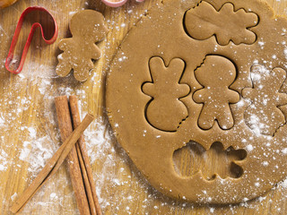 close-up shot cookie cutter on wooden worktop.