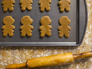 gingerbread cookies and rolling pin