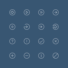 Arrows thin outline icon set - different symbols on the dark background