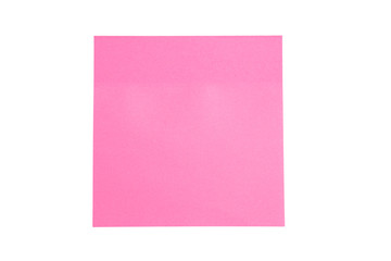 pink stick note isolated on white background