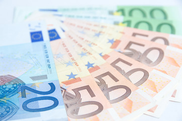 Stack of Euro banknotes isolated
