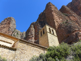 Church of Our Lady of Mallo and Mallos of Riglos, Aragon, Spain 