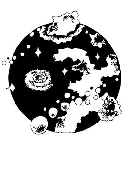 black and white planet space scene clip art preview