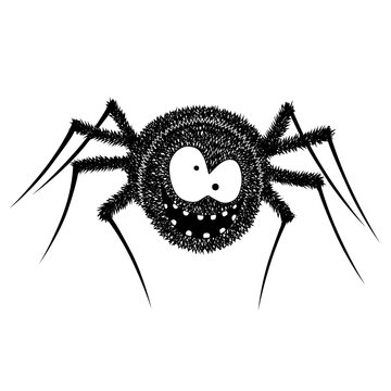 Black cute funny Spider vector Illustration