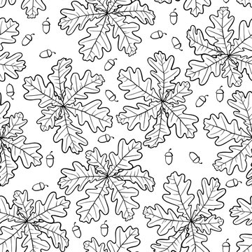 Rosette oak leaves and acorn pattern seamless