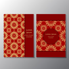 card. poster, brochure template with oriental flower.  orient de