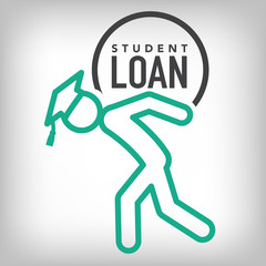 2016 Graduate Student Loan Icons - Crippling Student Loan Graphics for Education Financial Aid or Assistance, Government Loans, and Debt