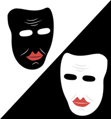 Black and white fancy masks on black and white background