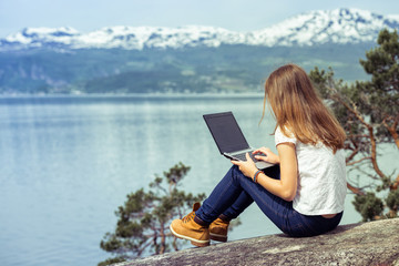 girl hiker at the norway