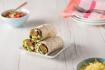 Vegetarian falafel wraps