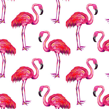 Seamless summer pattern with flamingo vector background. Perfect for wallpapers, pattern fills, web page backgrounds, surface textures, textile