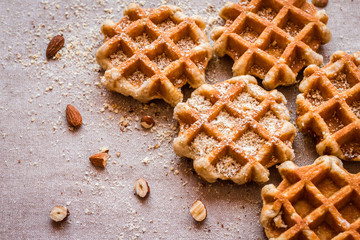 Belgian waffles with grated nuts