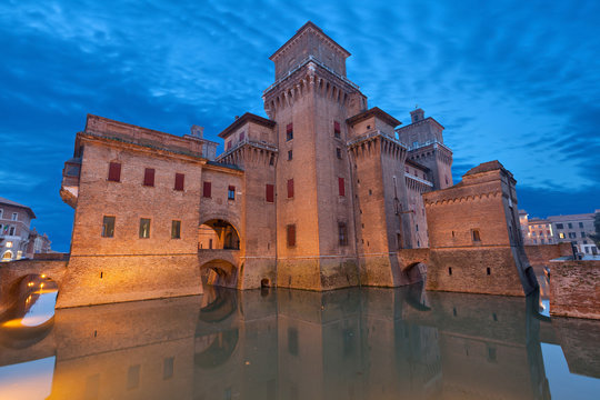 Castello Estense in the evening, Ferrara