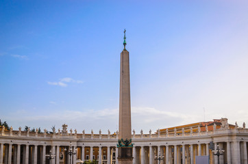 Fototapeta na wymiar St. Peter's Square and Egyptian obelisk , Vatican City, Rome, It