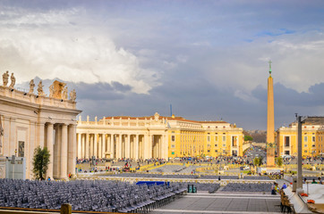 Fototapeta na wymiar St. Peter's Square and Egyptian obelisk , Vatican City, Rome, Italy
