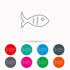 Fish icon. Seafood sign. Vegetarian food symbol.